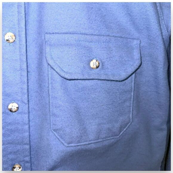 60s Dunn’s Sky Blue Made in USA Chamois Flannel Sport Shirt L - Picture 2 of 9